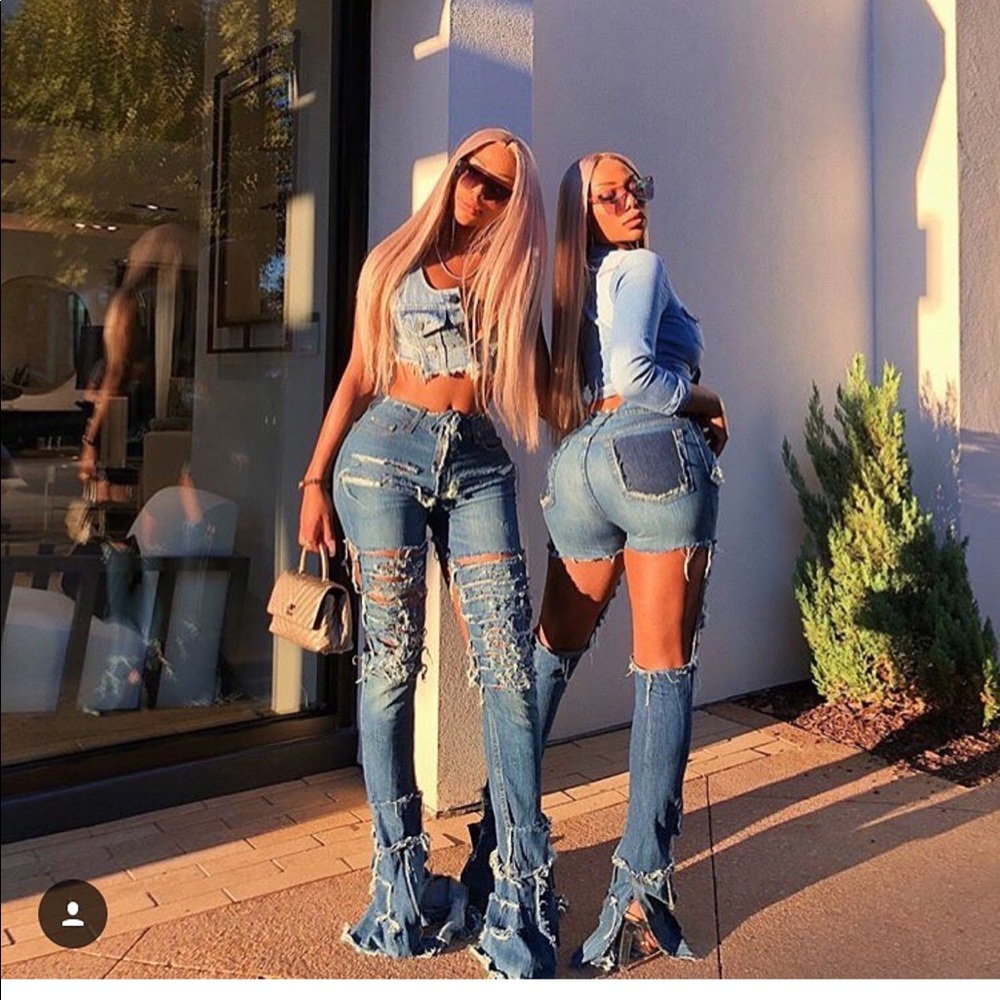 Customized Blue Ripped Jeans 👖